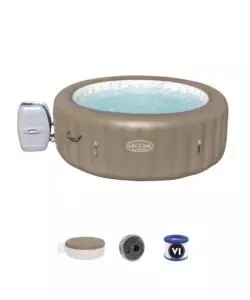 Piscina idromassaggio gonfiabile bestway 'lay-z-spa palm spring' 4/6 persone 196x196x71 cm con copertura, 2 cartucce, dvd, manometro pressione e flottatore chimico  - cod. 60017